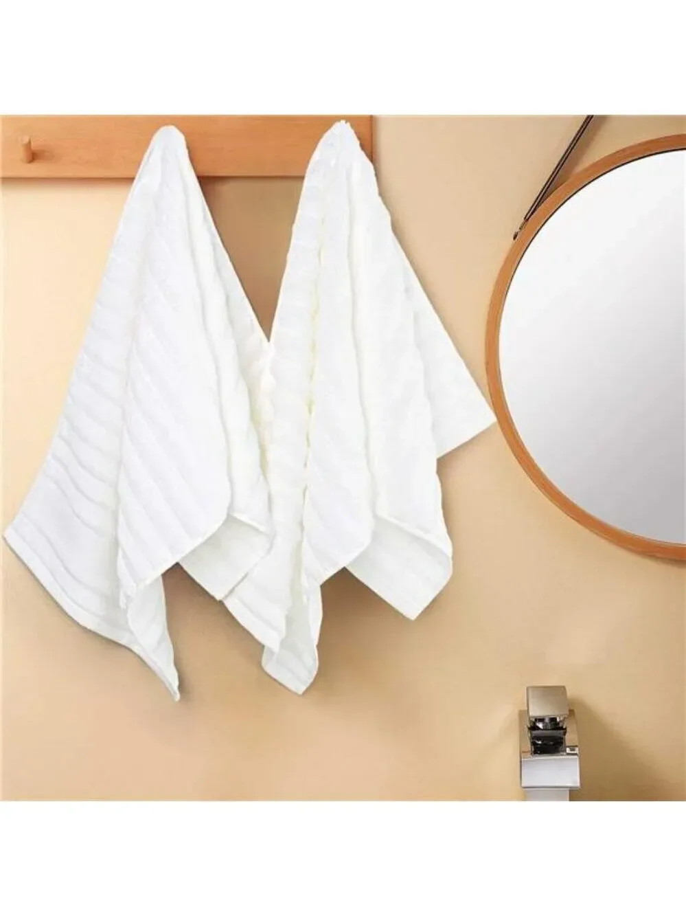 White Cotton Hand Towels Set 2 Pack Soft Absorbent Quick Dry Bathroom Spa Hotel